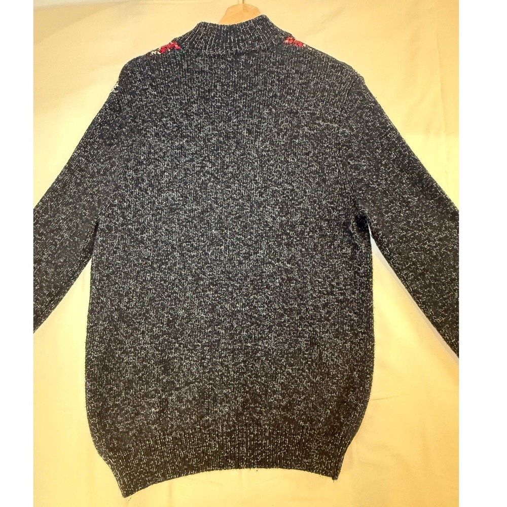 Chaps Mens Fair Isle Quarter Button Mock Neck Sweater Gray Red Size Medium - Picture 5 of 5